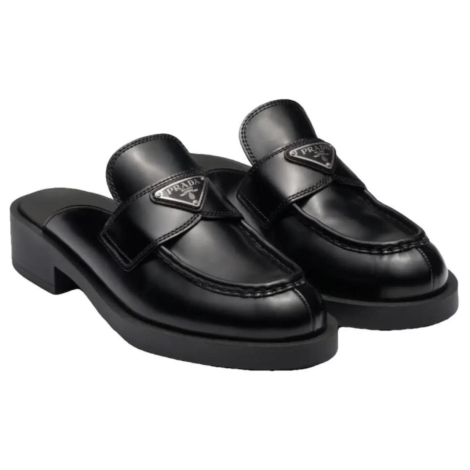 Prada Chocolate Loafers 38 Black Leather  ref.2139659