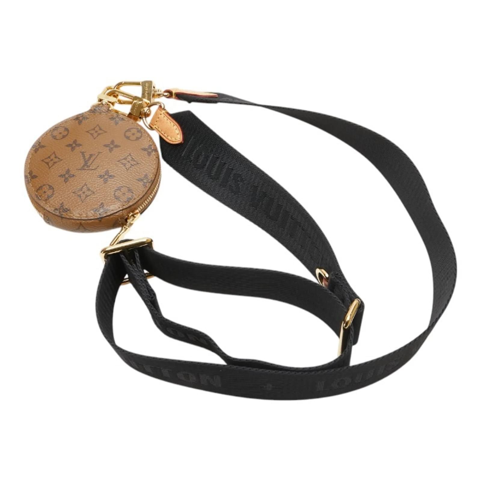 Louis Vuitton Shoulder Strap Brown Black Leather Cloth  ref.2138756