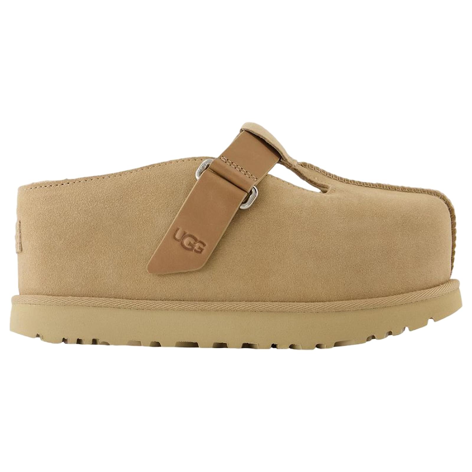 W Goldenstar Hi Clog Mules - UGG - Leather - Beige Brown  ref.2134438