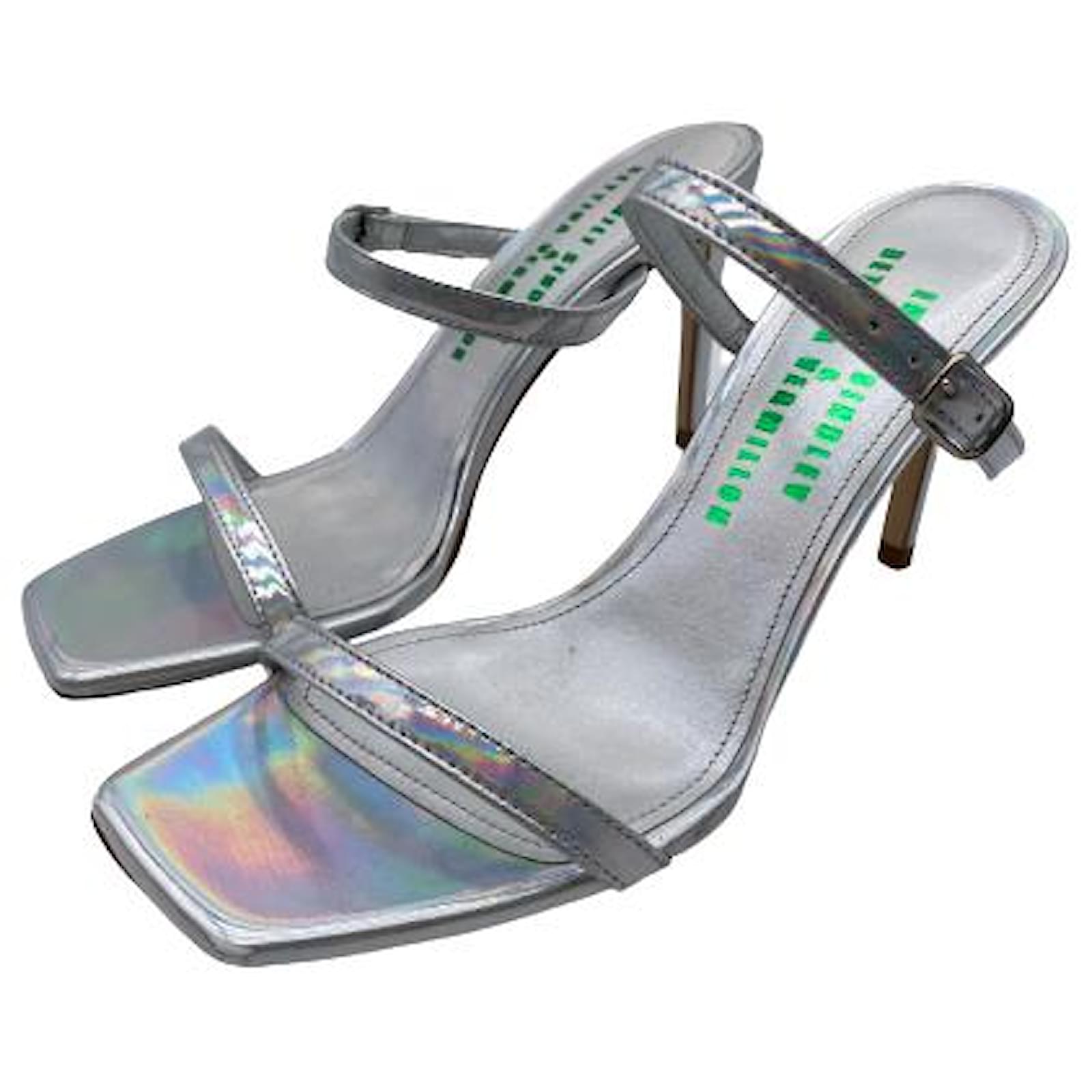 Autre Marque BETTINA VERMILLON Sandals T.EU 37 Leather Silvery  ref.2143932