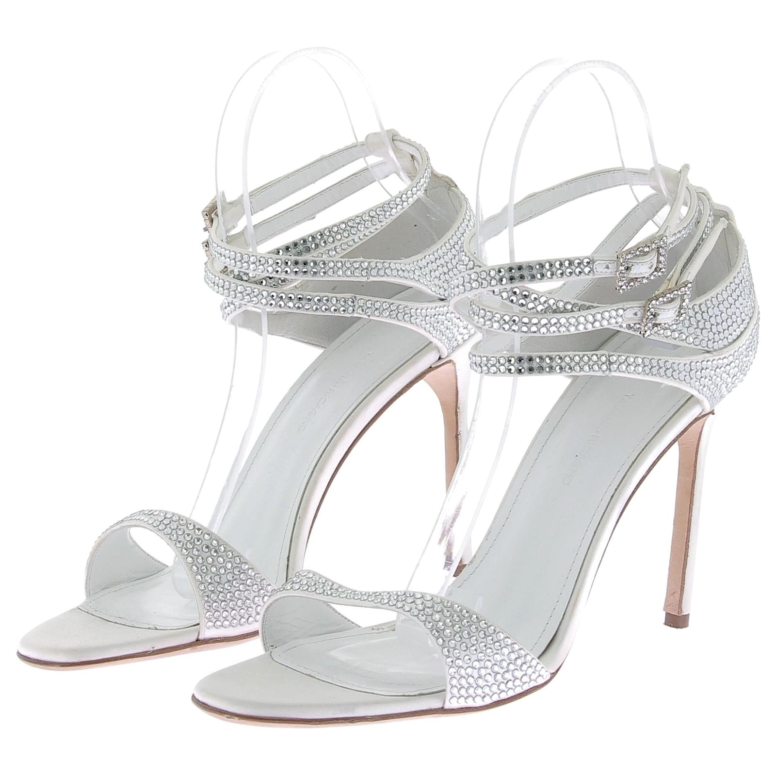 Autre Marque NON SIGNE / UNSIGNED Sandals T.EU 40 Leather White  ref.2141955