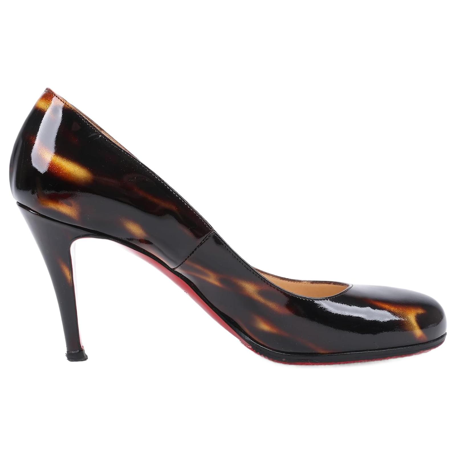 Christian Louboutin Black/Brown Glitter Patent Simple Pumps Size 37 Leather  ref.2079373
