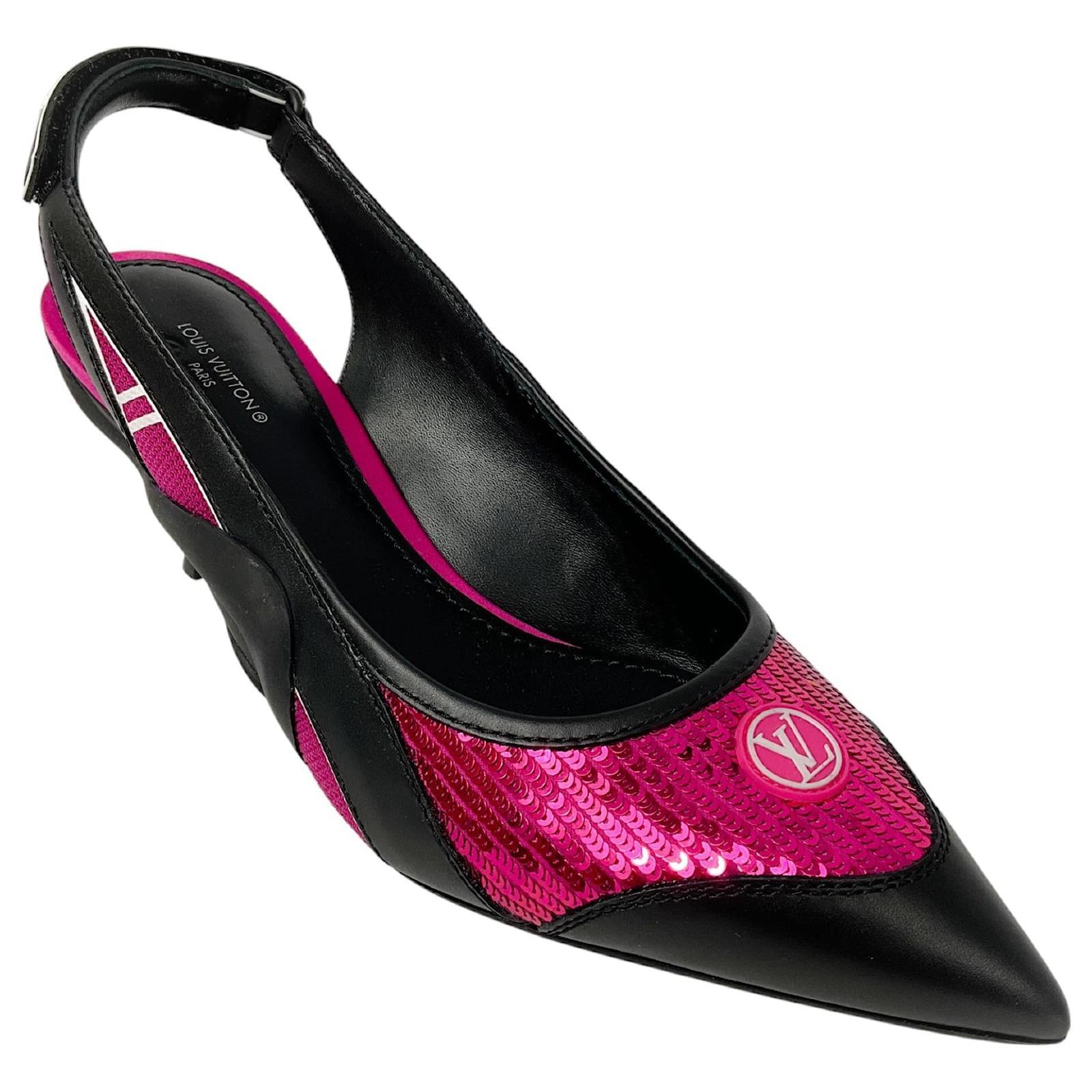 Louis Vuitton Black / Pink Calfskin Sequin Archlight Slingback Pumps Leather  ref.2128263