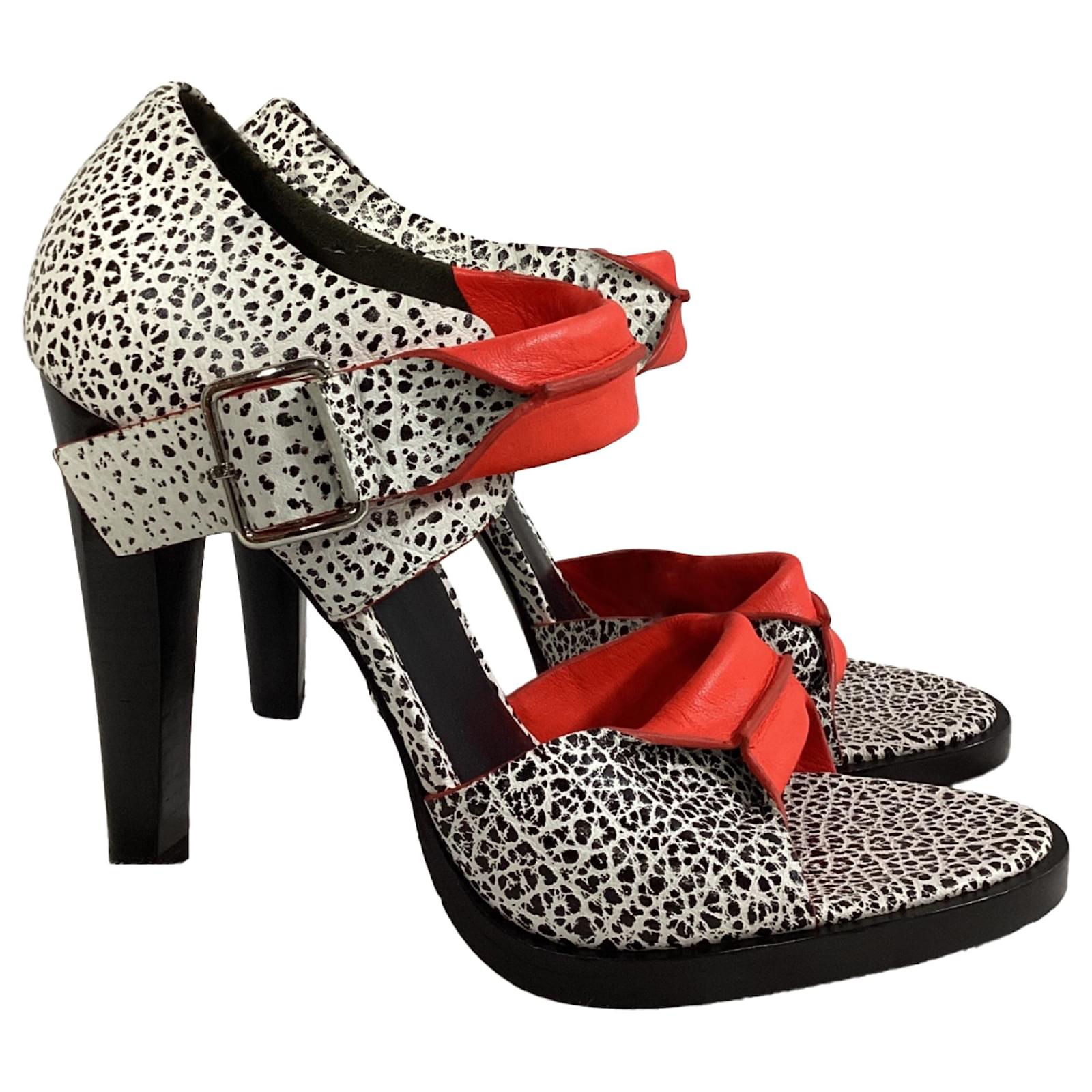  Alexander Wang Crackle Detail Sandal Heels in Multicolor Leather Multiple colors  ref.2127615