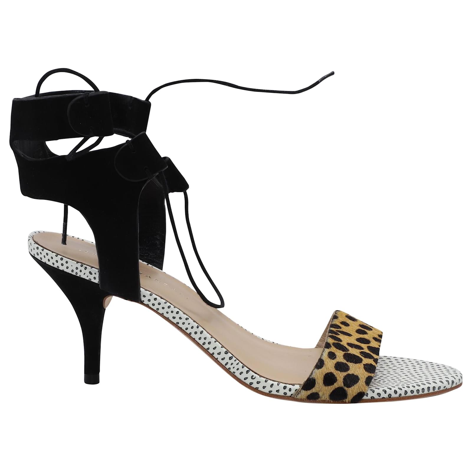 Loeffler Randall Loeffler Randal Ambrose Lace Up Sandals in Cheetah and Black Leather Python print Suede  ref.488343