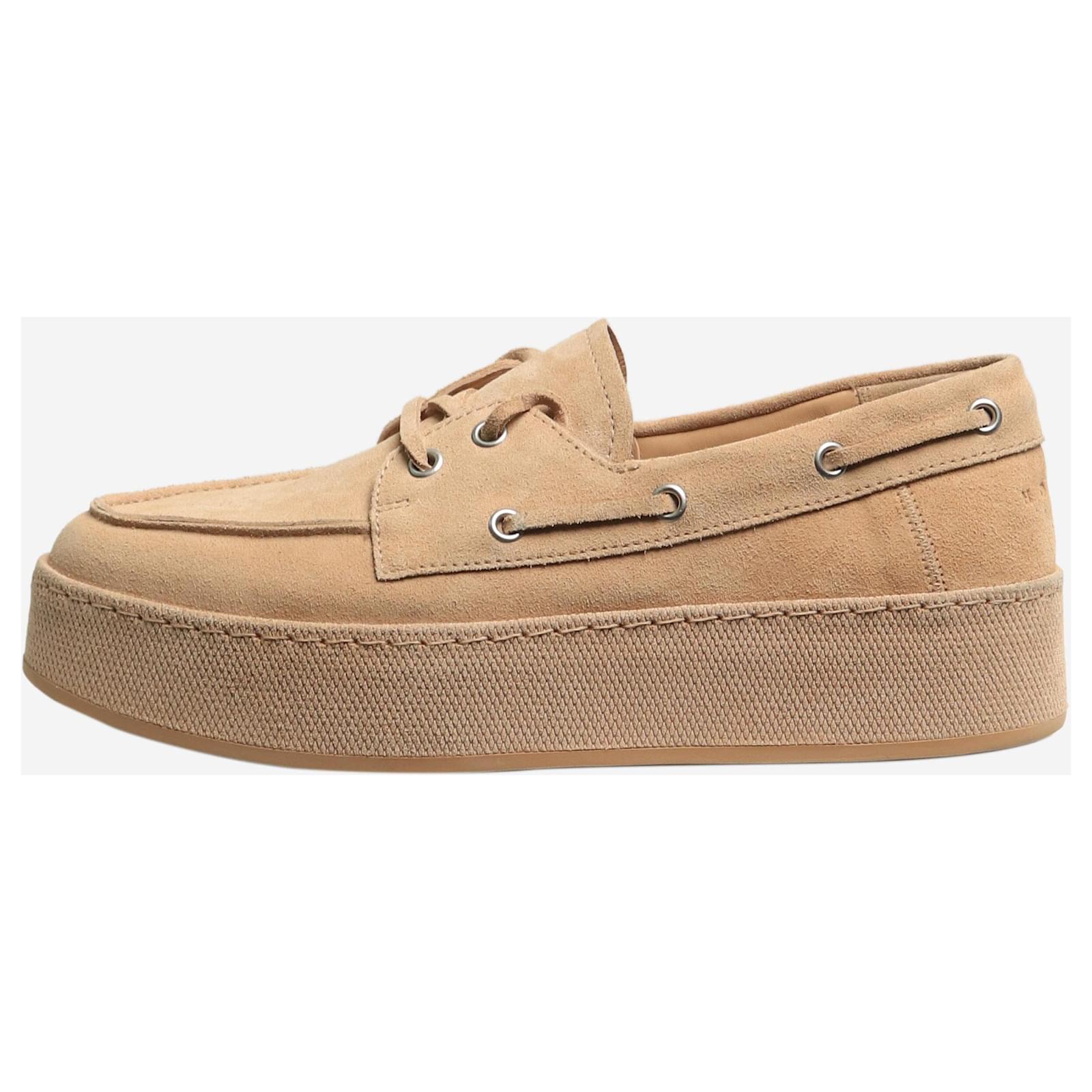 Hogan Neutral suede platform boat shoes - size EU 38  ref.2127675