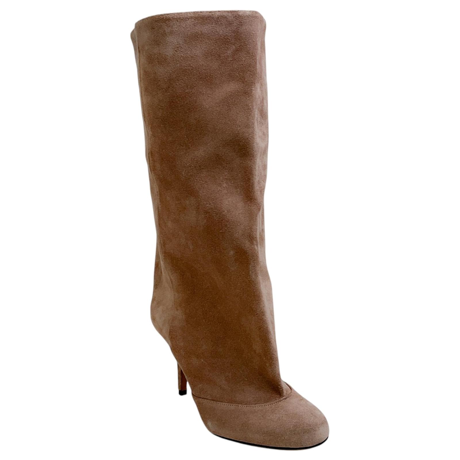 Paris Texas Taupe Suede Esther Mid Calf Slouch Boots Beige  ref.2127236