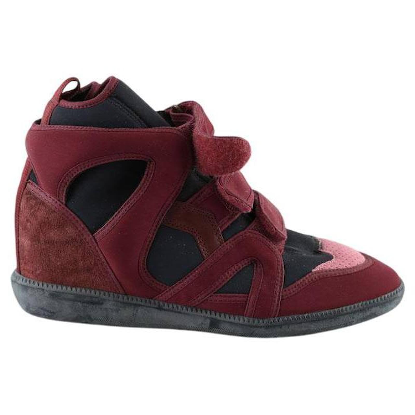 Isabel Marant Leather sneakers Dark red  ref.2127206