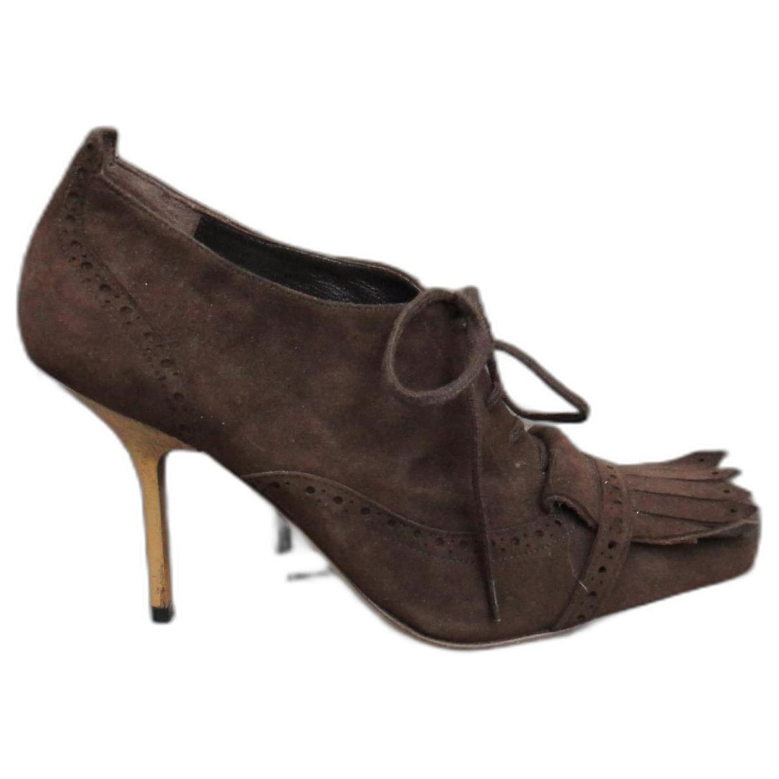 Michel Perry p heeled derbies 37 Dark brown Deerskin  ref.427319