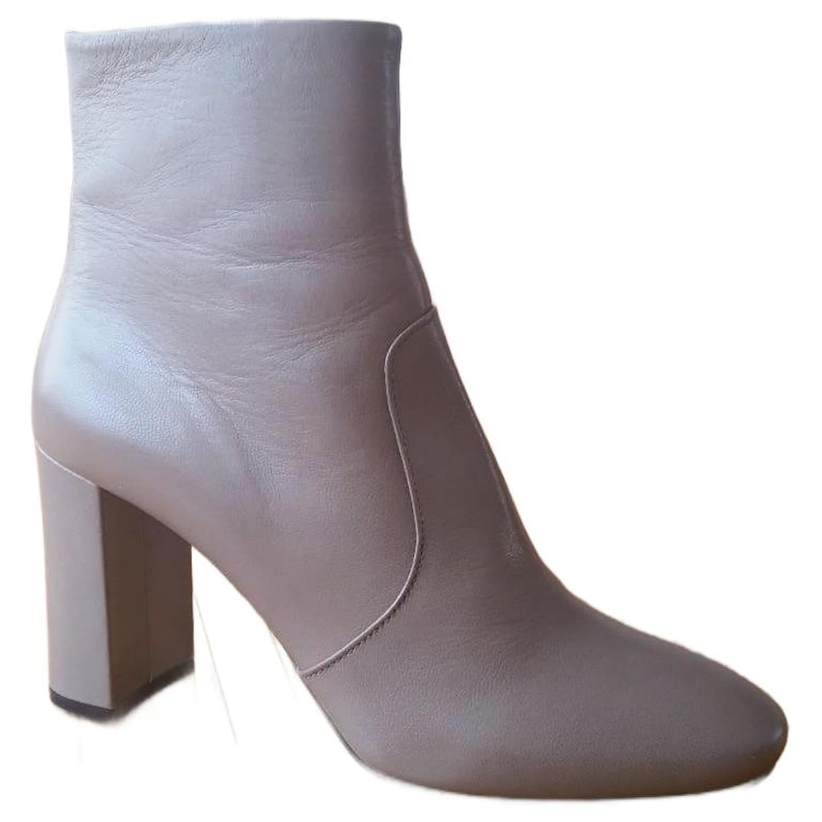PRADA ANKLE BOOTS WITH HEEL IN GRAY LEATHER. Grey  ref.2119248