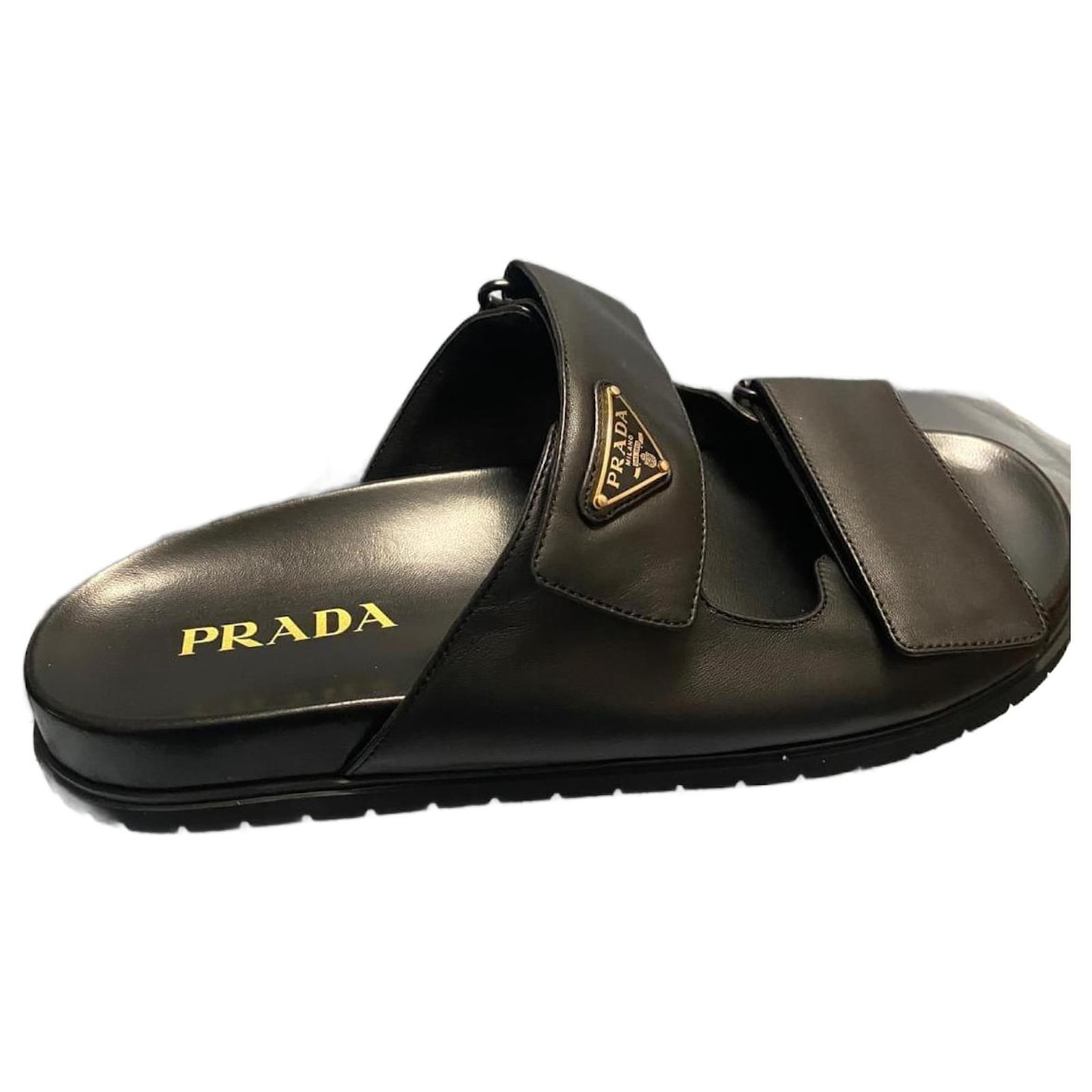 prada black nappa sandals Leather  ref.2120505