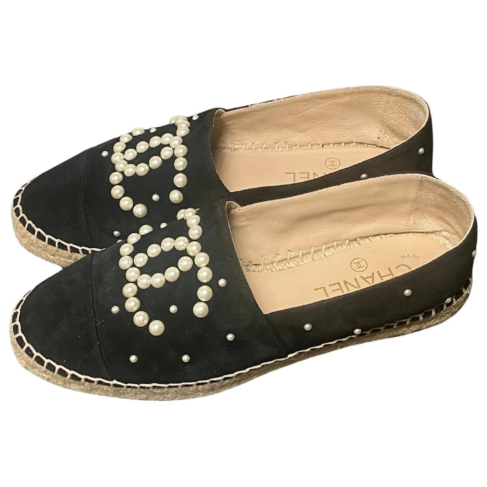 Chanel espadrilles Black Suede  ref.2121685