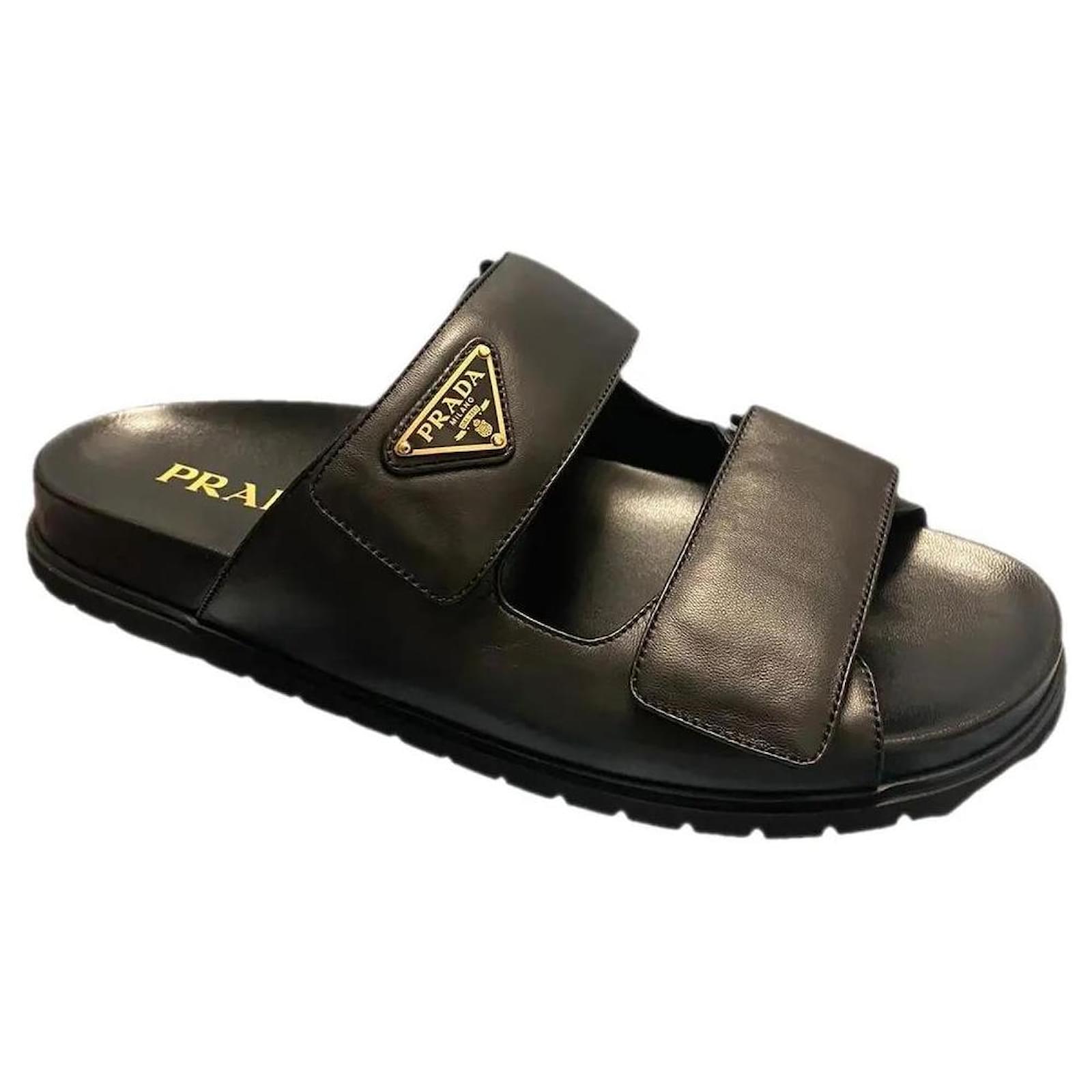 prada black nappa sandals Leather  ref.2114627