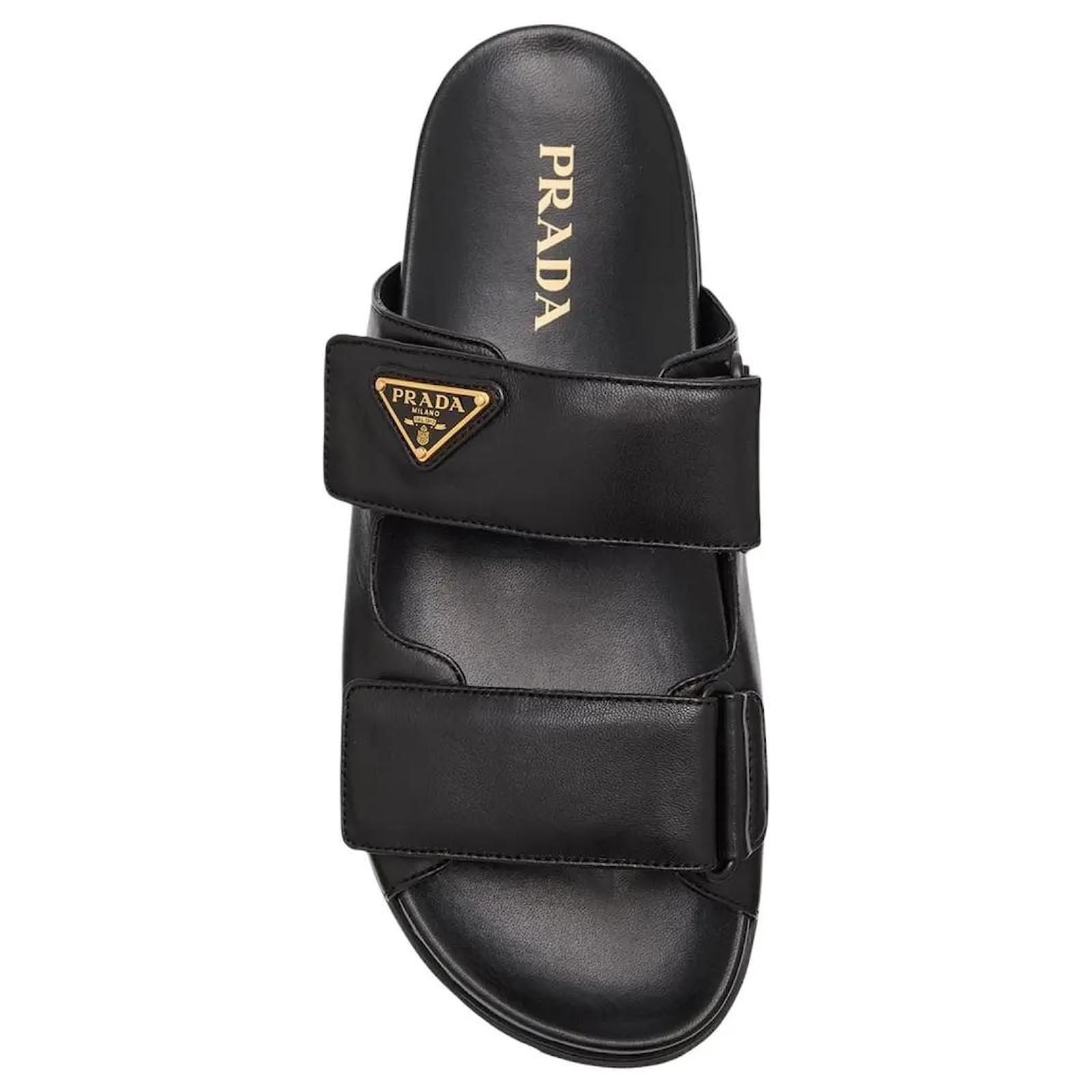 Prada black nappa sandals  Strappy leather sandals  ref.2114639