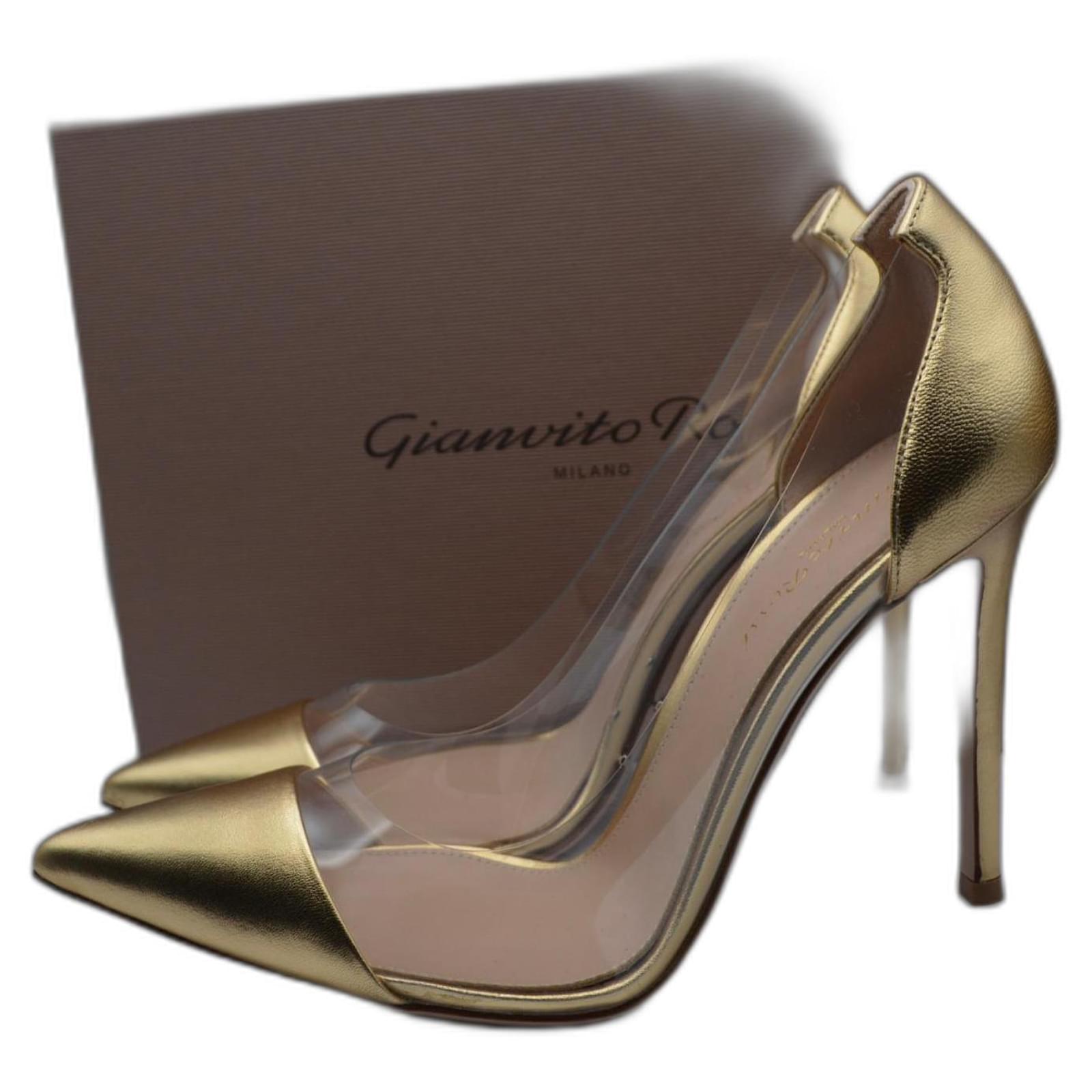 Gianvito Rossi plexy  pumps new Golden Leather  ref.2118576