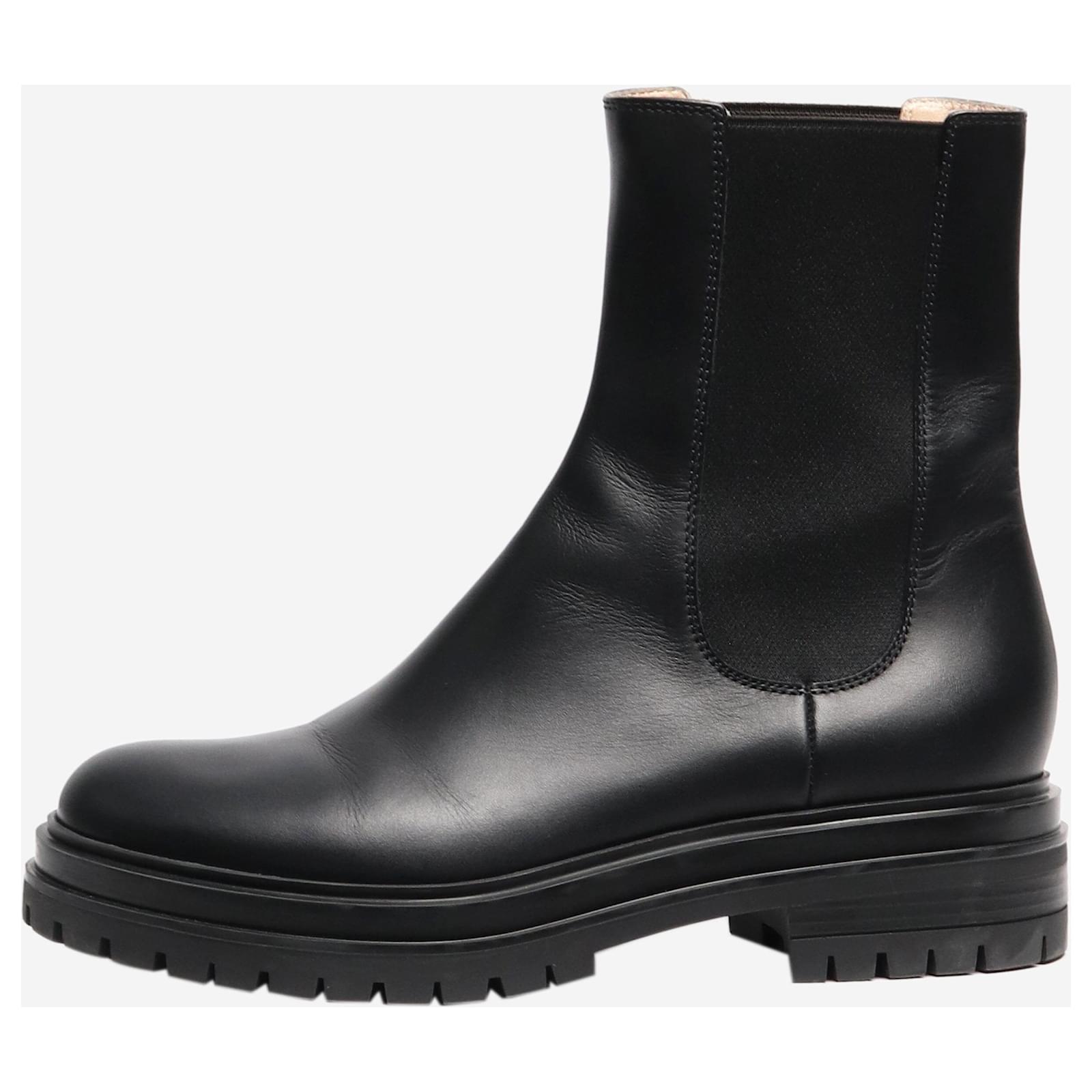 Gianvito Rossi Black Chester Chelsea boots - size EU 39.5 Leather  ref.2123587