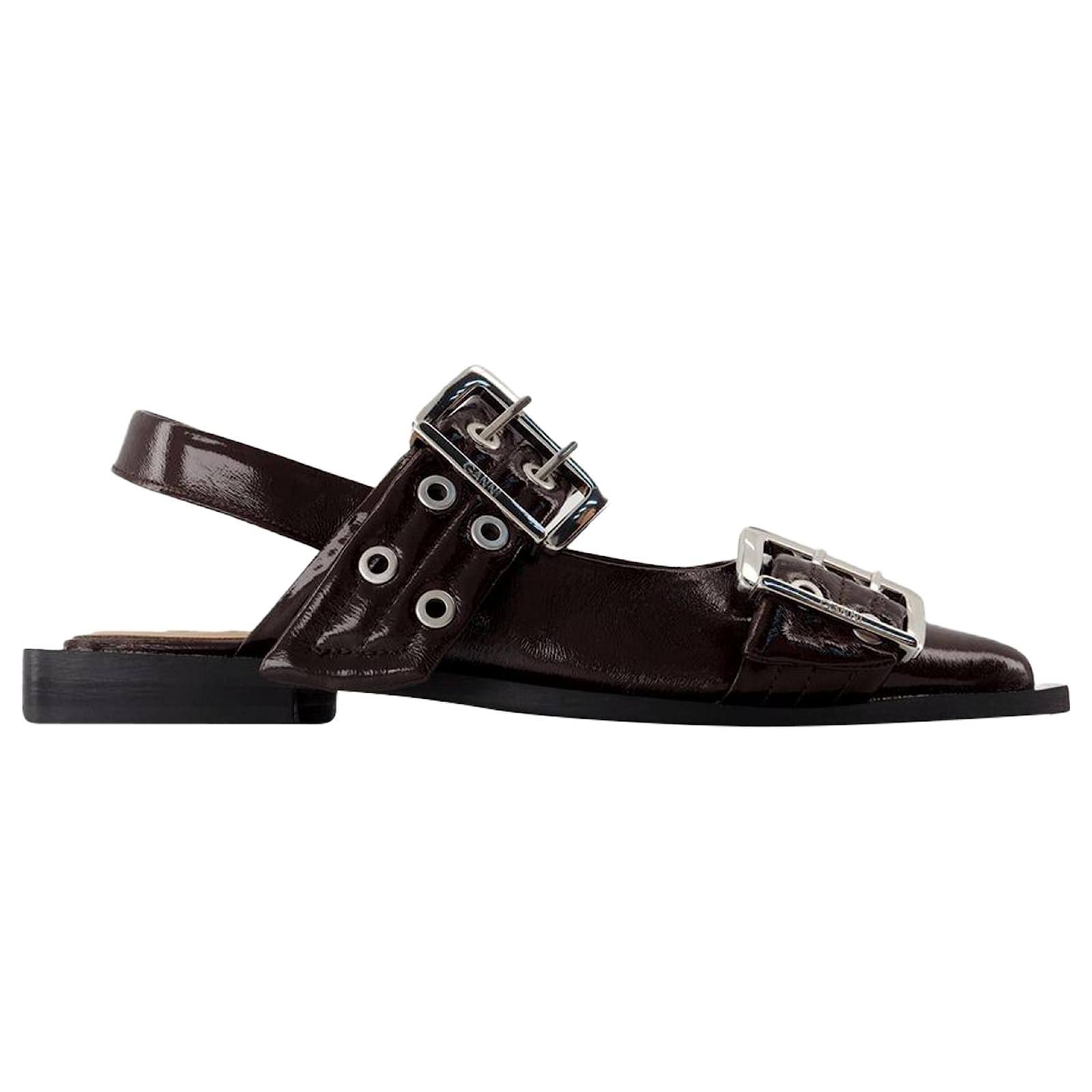Ballerinas - Ganni - Polyester - Bordeaux Red Dark red Synthetic  ref.2123535