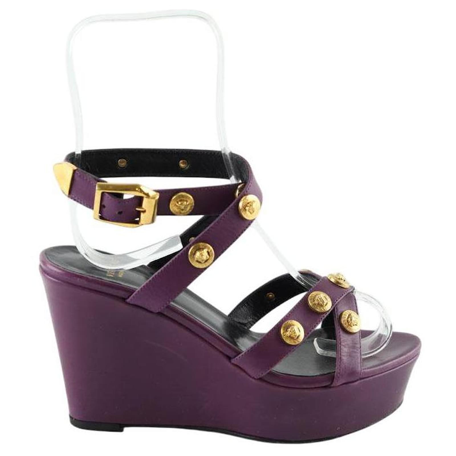 Versace Leather heels Purple  ref.2119063
