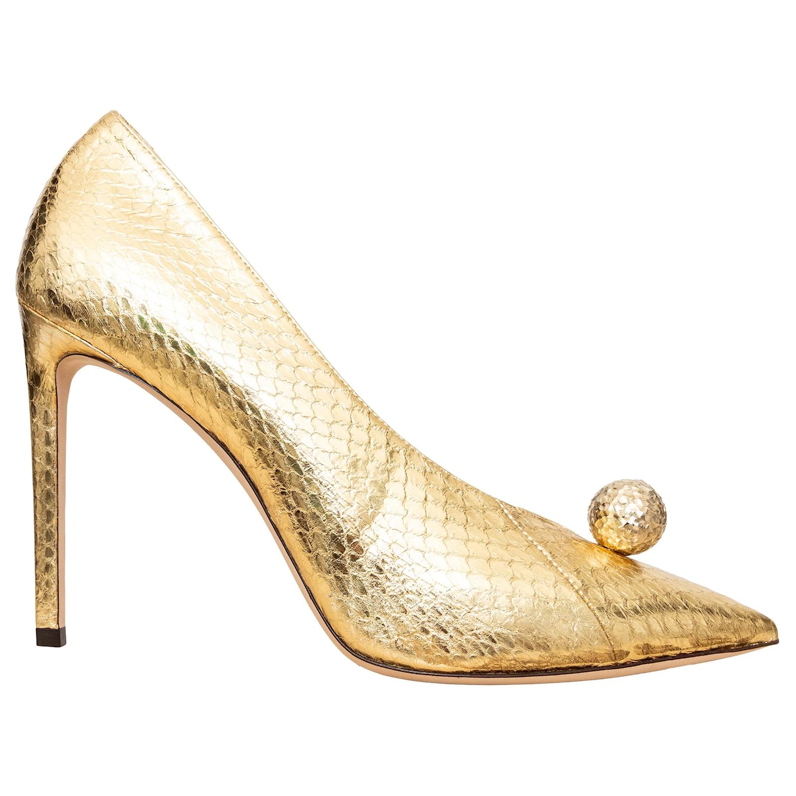 Jimmy Choo Metallic Snakeskin Orb Pumps - '10s Golden Leather  ref.2117856