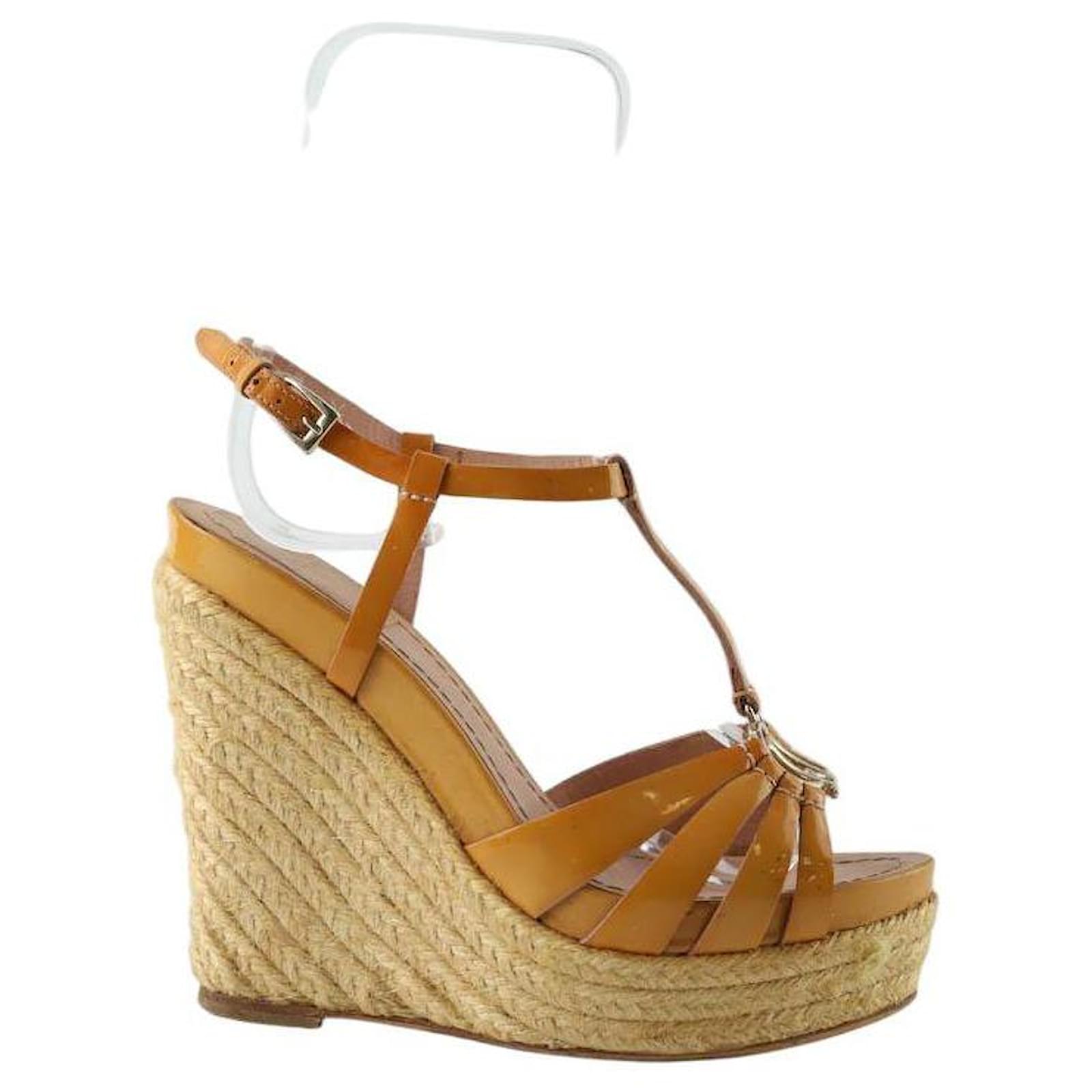 Dior Patented leather espadrilles Brown Patent leather  ref.2115401