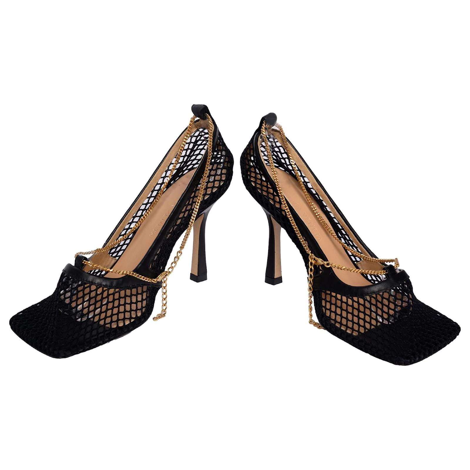 Bottega Veneta Anklet Fishnet Pumps Black Synthetic  ref.2114306