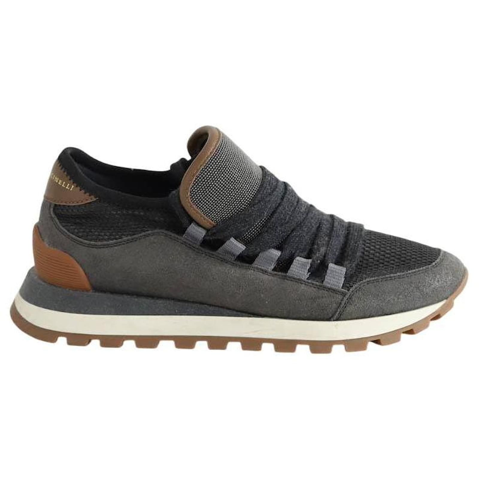 Brunello Cucinelli Suede sneakers Grey Deerskin  ref.2113147
