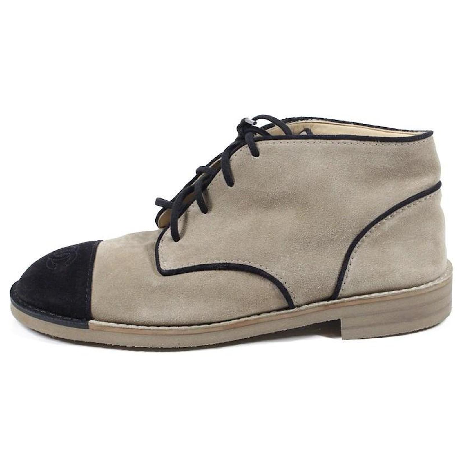 Chanel Ankle Boots Beige Deerskin  ref.2110287