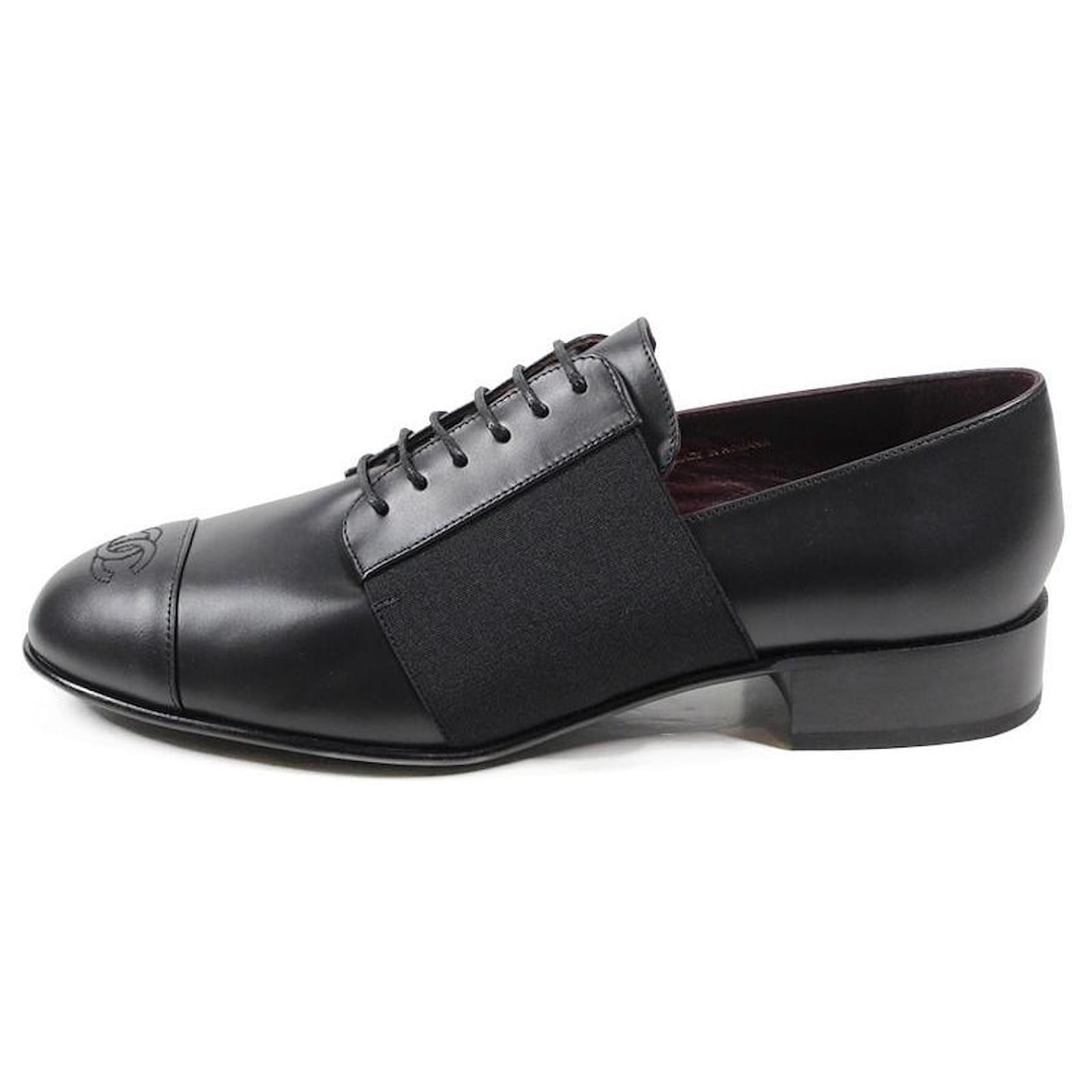 Chanel Lace ups Black Leather  ref.2110294