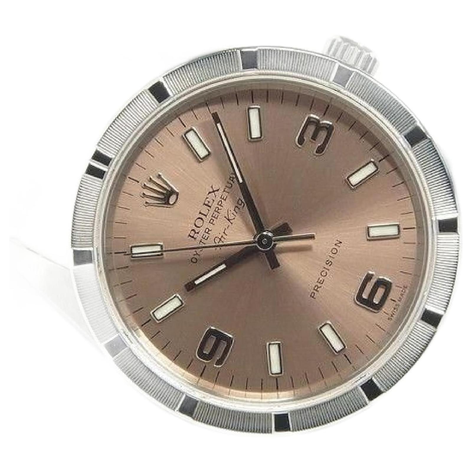 ROLEX Air-King pink Engine Turned bezel Z series 14010M Mens Silvery Steel  ref.2045920