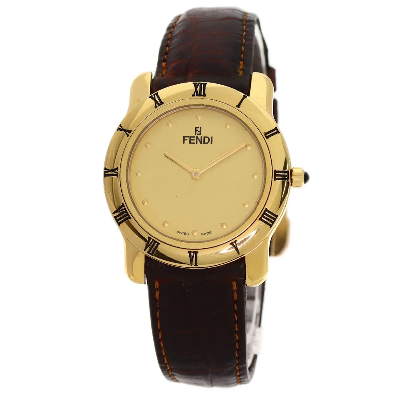 Fendi 850G Gold Plated Leather Men's Wristwatch  ref.1997812