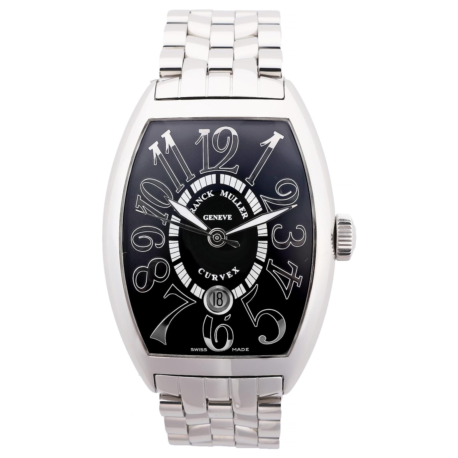 Franck Muller Tonneau Curvex reliefs 8880SCDT REL 230 SS SS AT Black Dial Watch Steel  ref.2319867