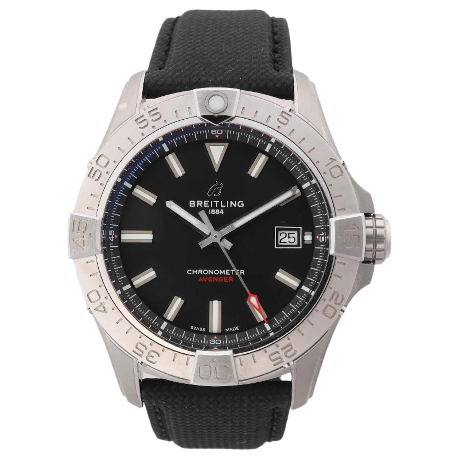 Breitling Avenger A17328 6752184 SS & Leather AT Black Dial Watch Steel  ref.2319840