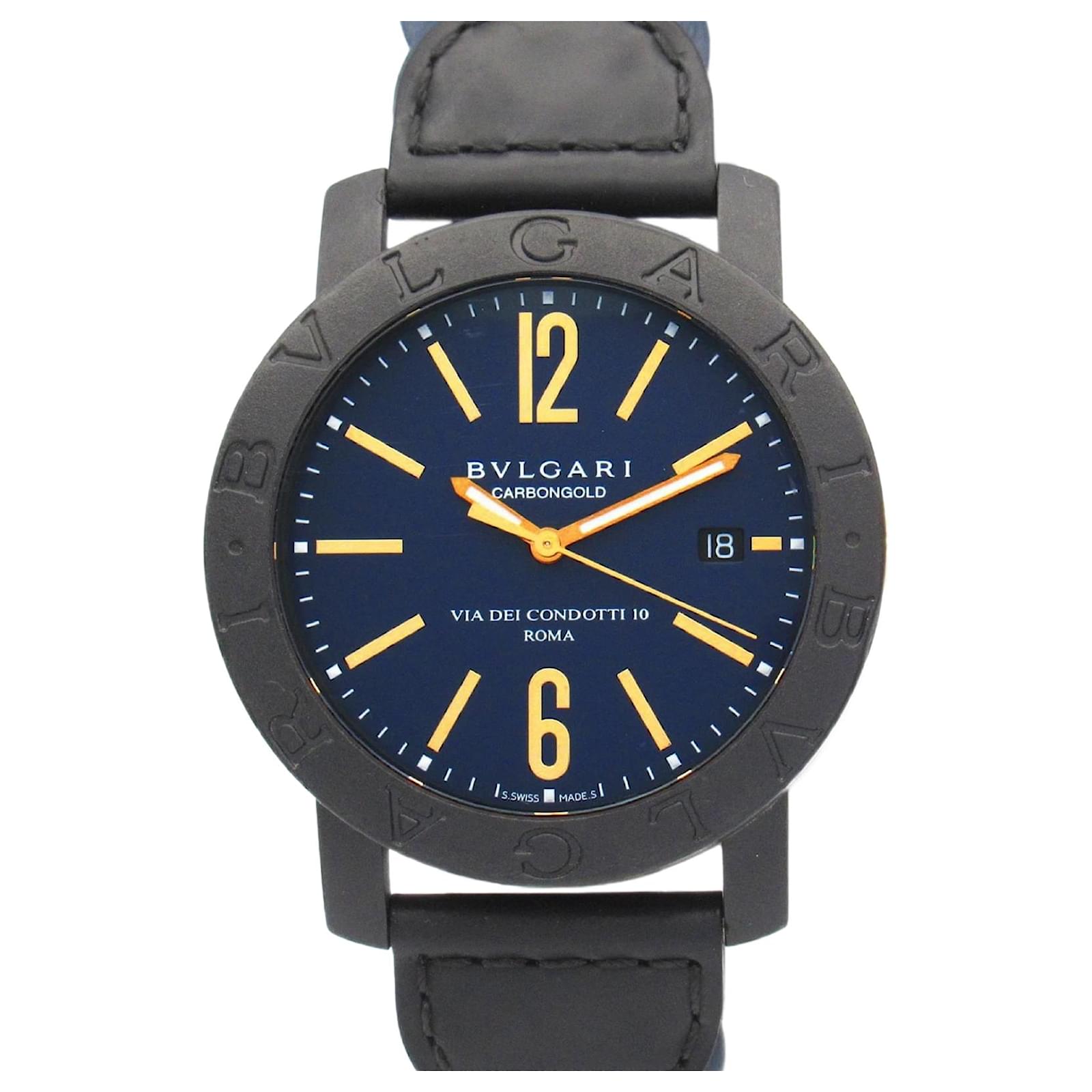 Bulgari Bvlgari Carbon Gold Watch Leather Men's Blue BB40CL  ref.2286365