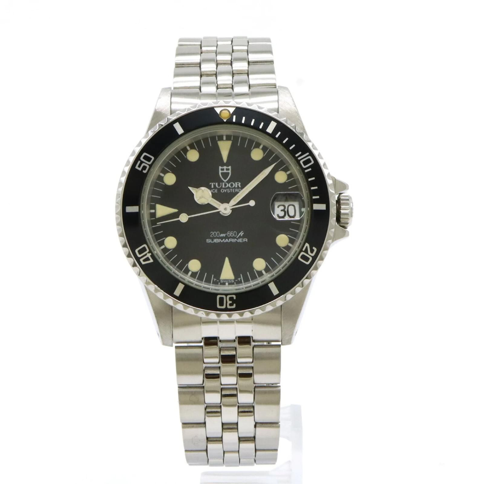 Autre Marque TUDOR Tudor Submariner Date Black Dial SS AT Automatic Self-Winding Wristwatch 75090  ref.2280658