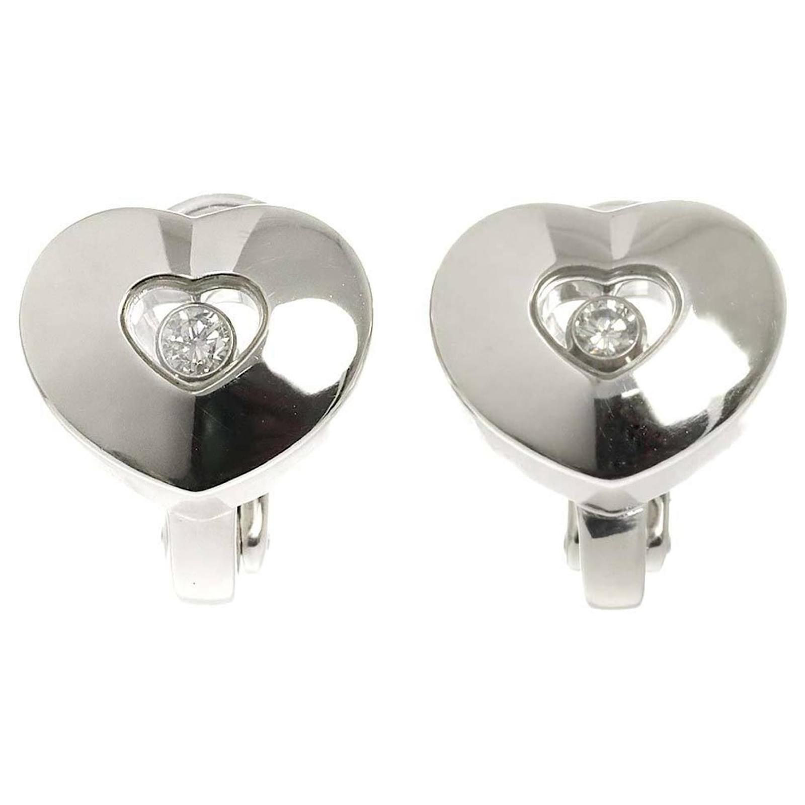 Chopard Happy Heart Diamond Clip Earrings Golden White gold Metal  ref.2330135
