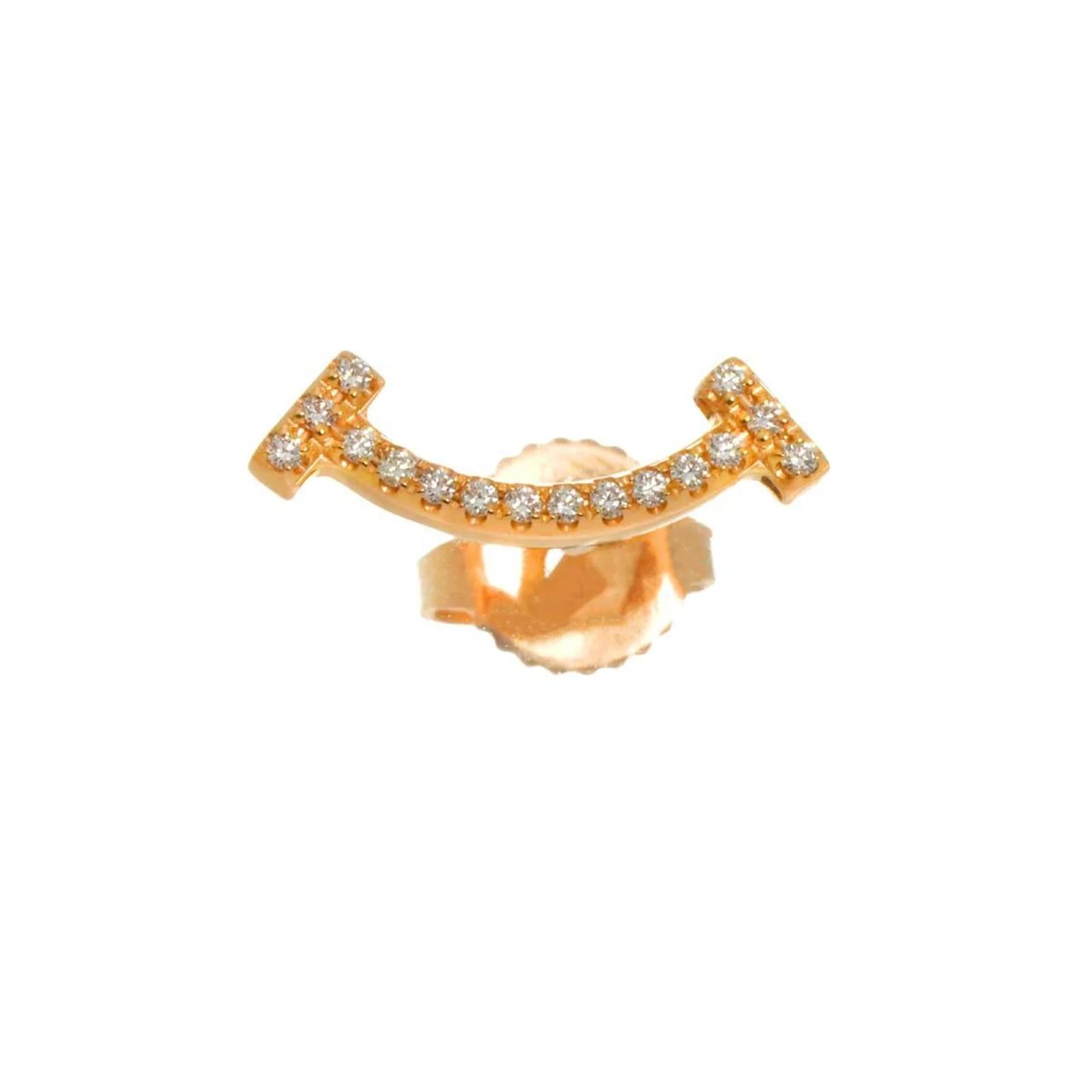 Tiffany & Co. T Smile Diamond Stud Earring Golden Pink gold  ref.2329882