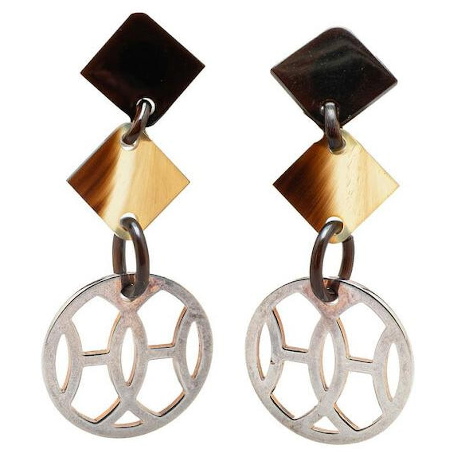 Hermès Hermes Lift PM SV925 Buffalo Horn Earrings Silvery  ref.2329734