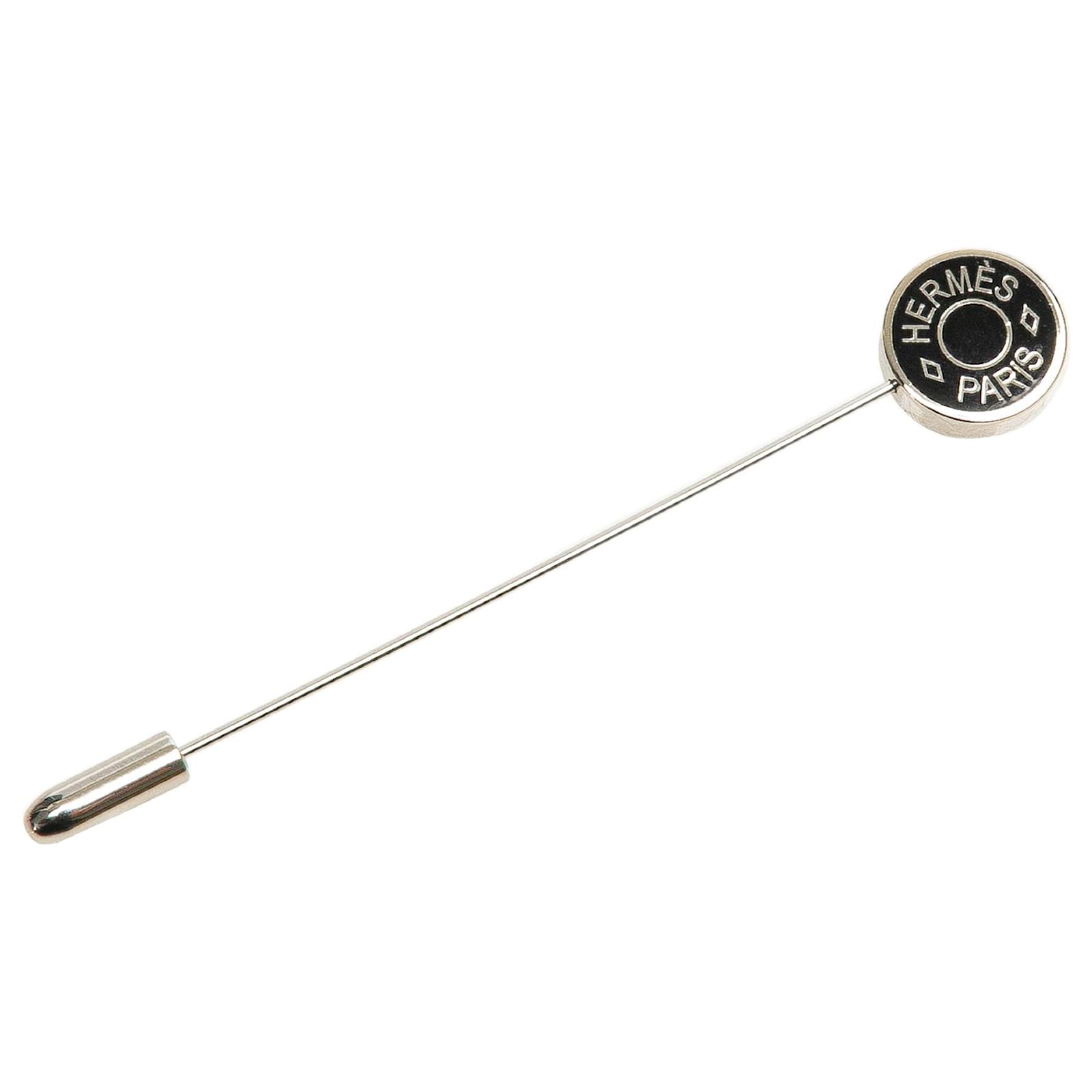 Hermès Silver Palladium Plated Clou de Selle Stick Pin Brooch Silvery Metal  ref.2329538