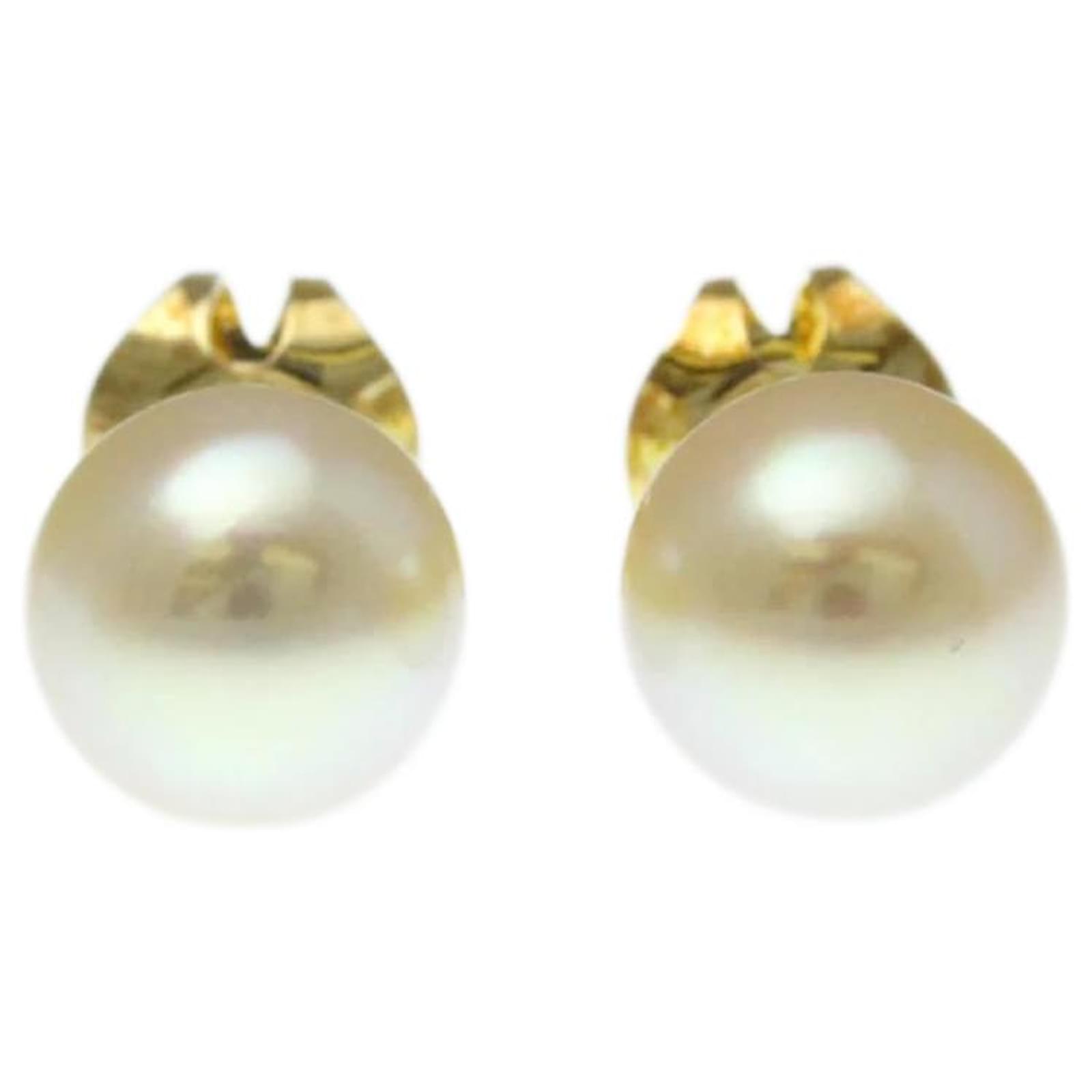 Mikimoto 18K Gold Pearl Stud Earrings Golden Yellow gold  ref.2329331