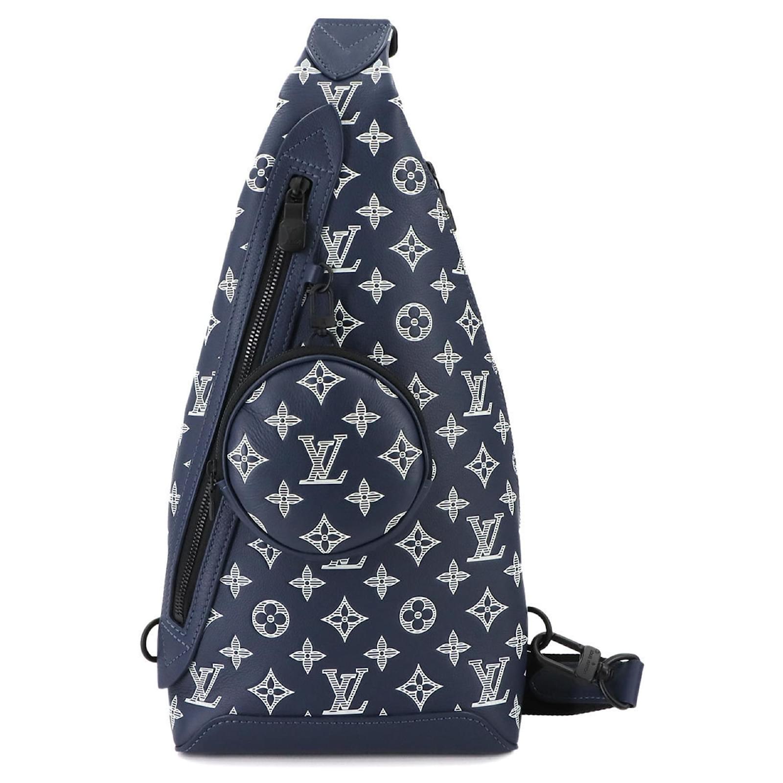 Louis Vuitton Monogram Shadow Duo Sling Bag Black White Blue Navy blue Cloth  ref.2329848