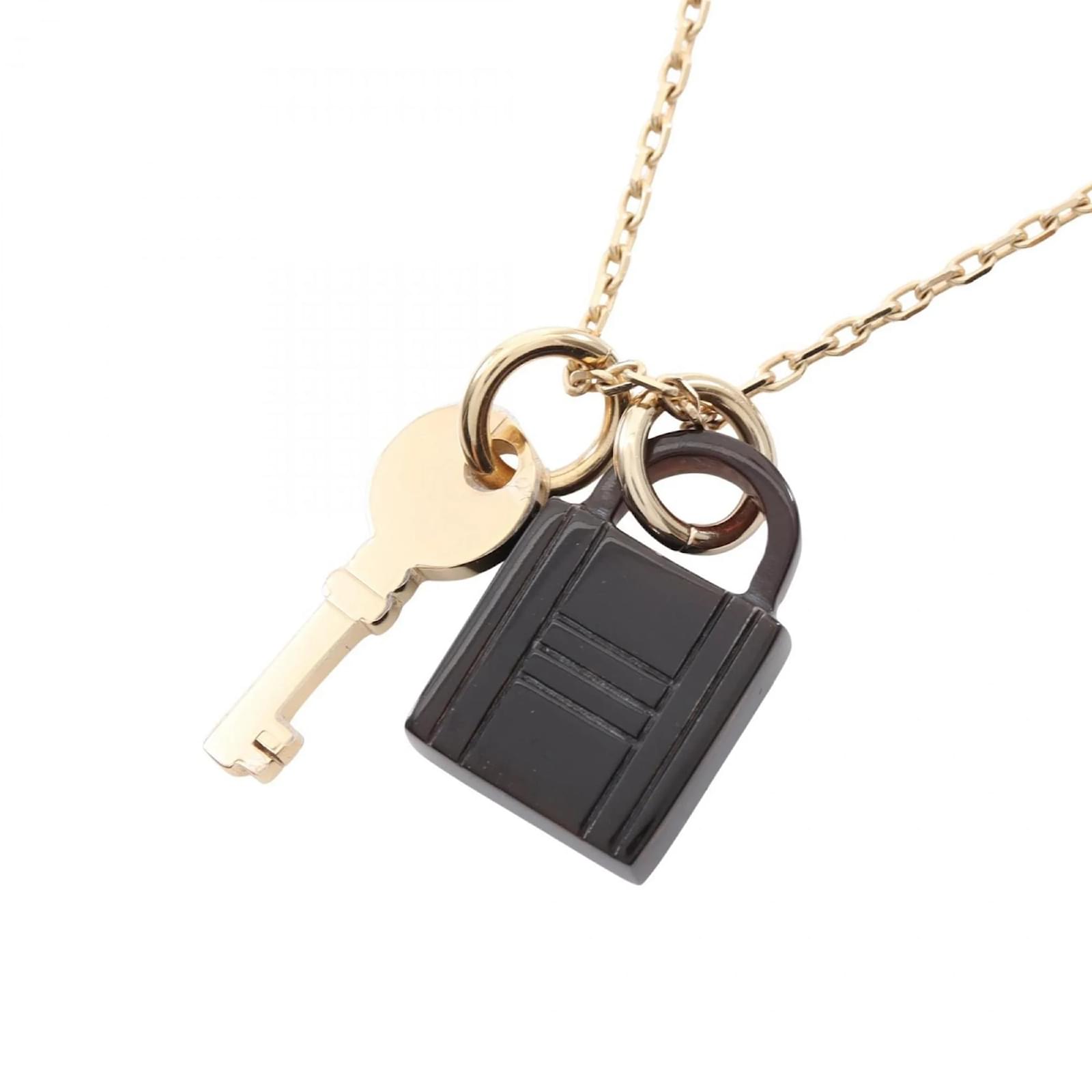 Hermès Hermes Amulet Padlock PM Necklace Black Golden Gold-plated  ref.2329205