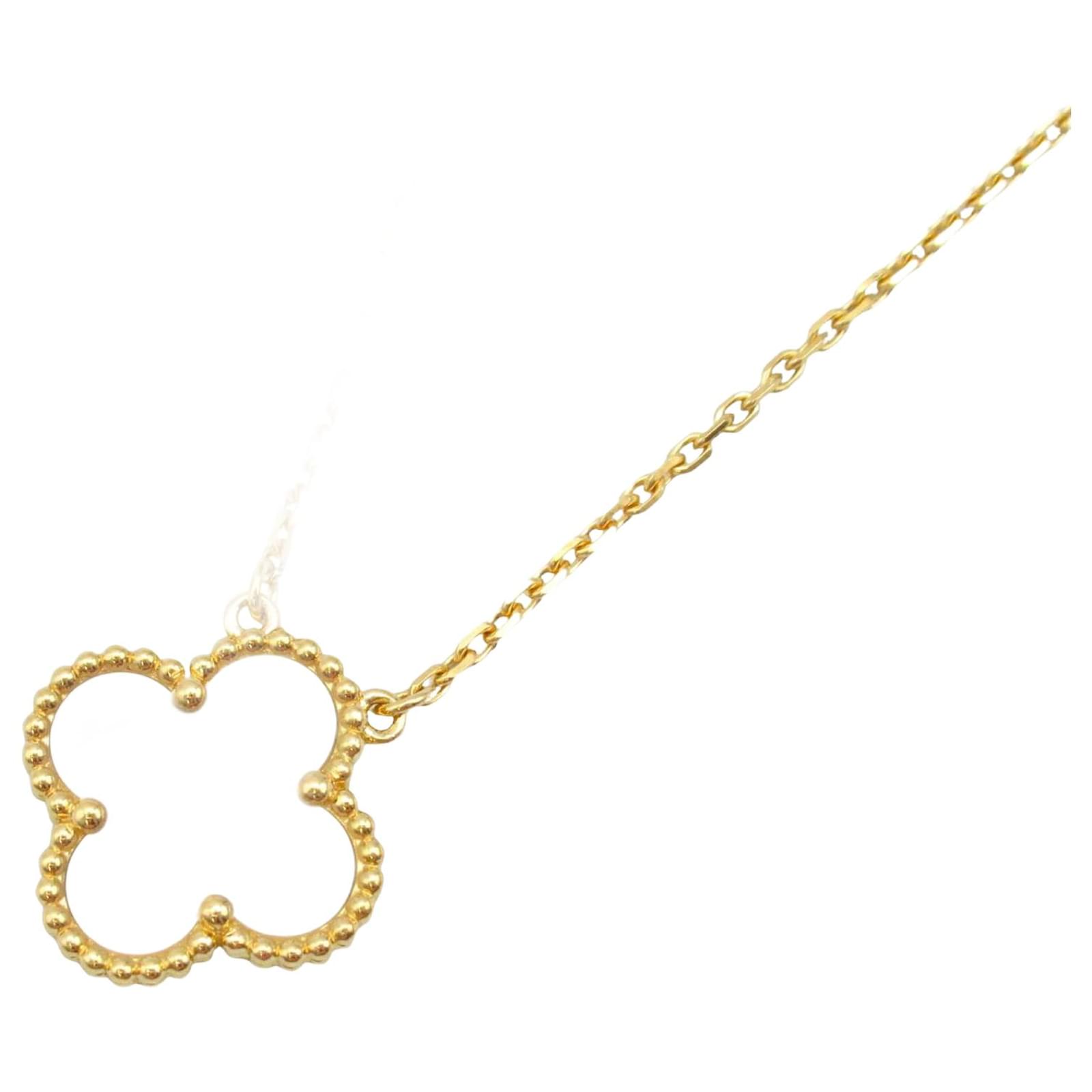 Van Cleef & Arpels Alhambra Mother of Pearl Necklace White Yellow gold  ref.2329150