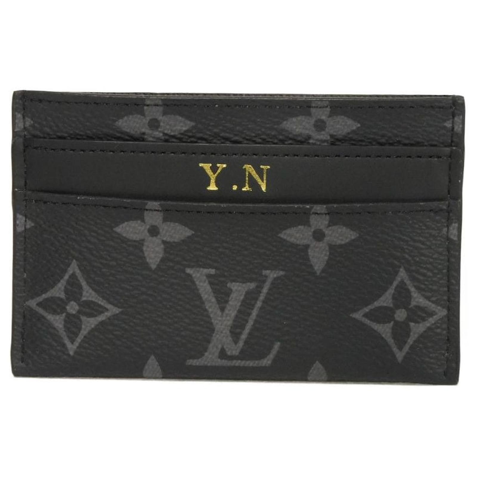 Louis Vuitton Porte Carte Double Monogram Card Case Black Cloth  ref.2326838