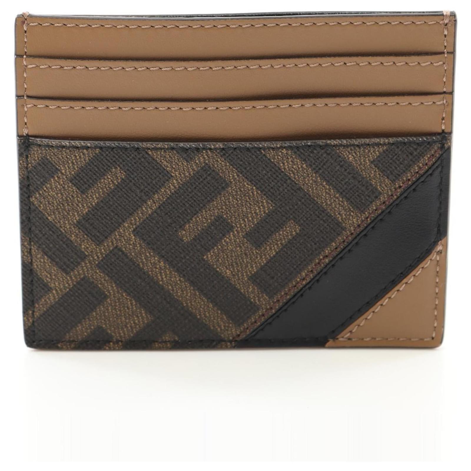 Fendi Zucca PVC Coated Canvas Card Case Brown Cloth  ref.2326417
