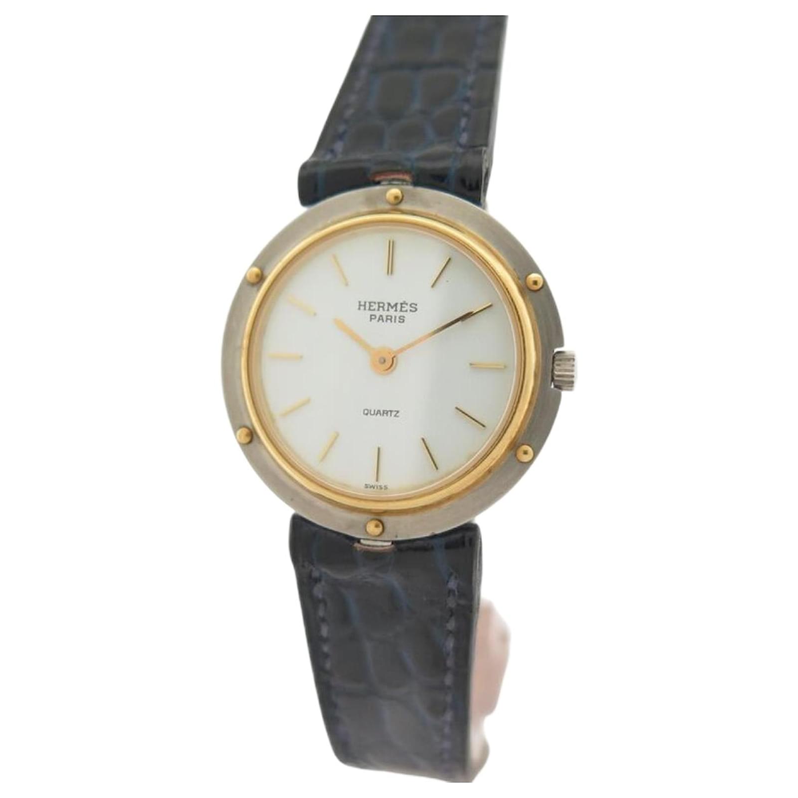 Hermès VINTAGE HERMES CLIPPER 26 MM WATCH IN 18K GOLD AND STEEL QUARTZ GOLD LADY WATCH Golden  ref.2278383