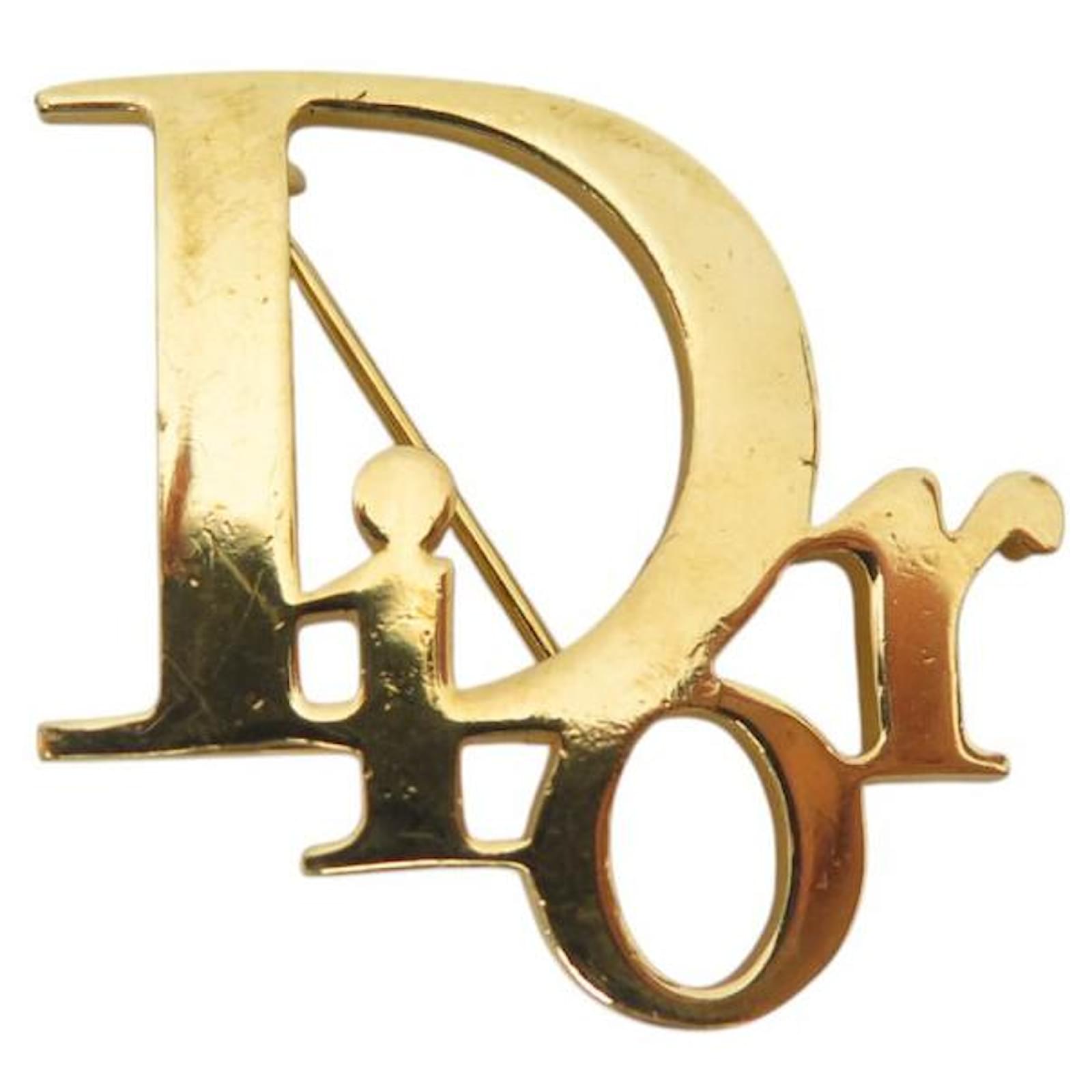 CHRISTIAN DIOR LOGO BROOCH IN GOLDEN METAL 5.1 GR  ref.2192261