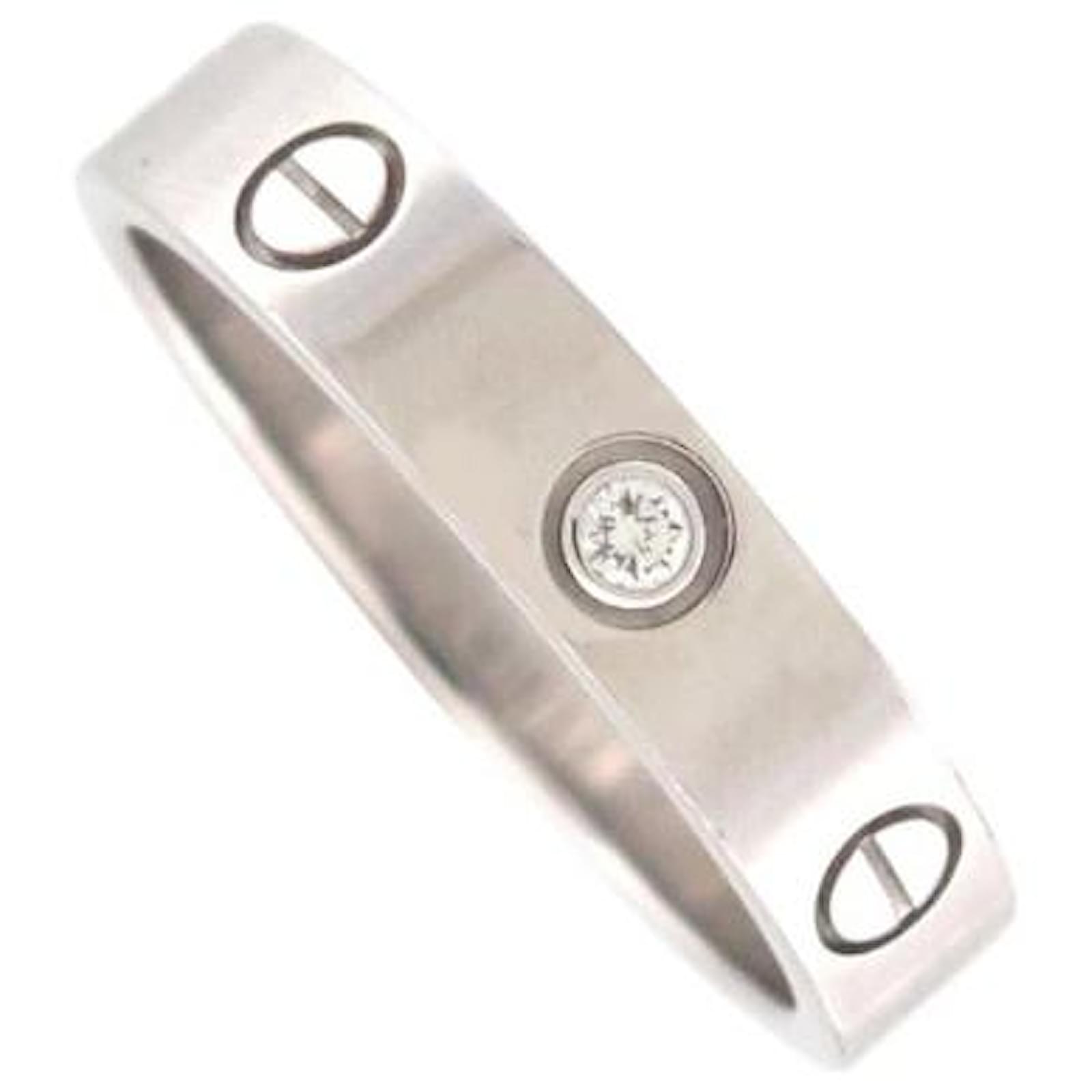 NEW CARTIER LOVE RING PM 1 DIAMOND CRB4050500 54 WHITE GOLD 18K GOLD RING Silvery  ref.2236038