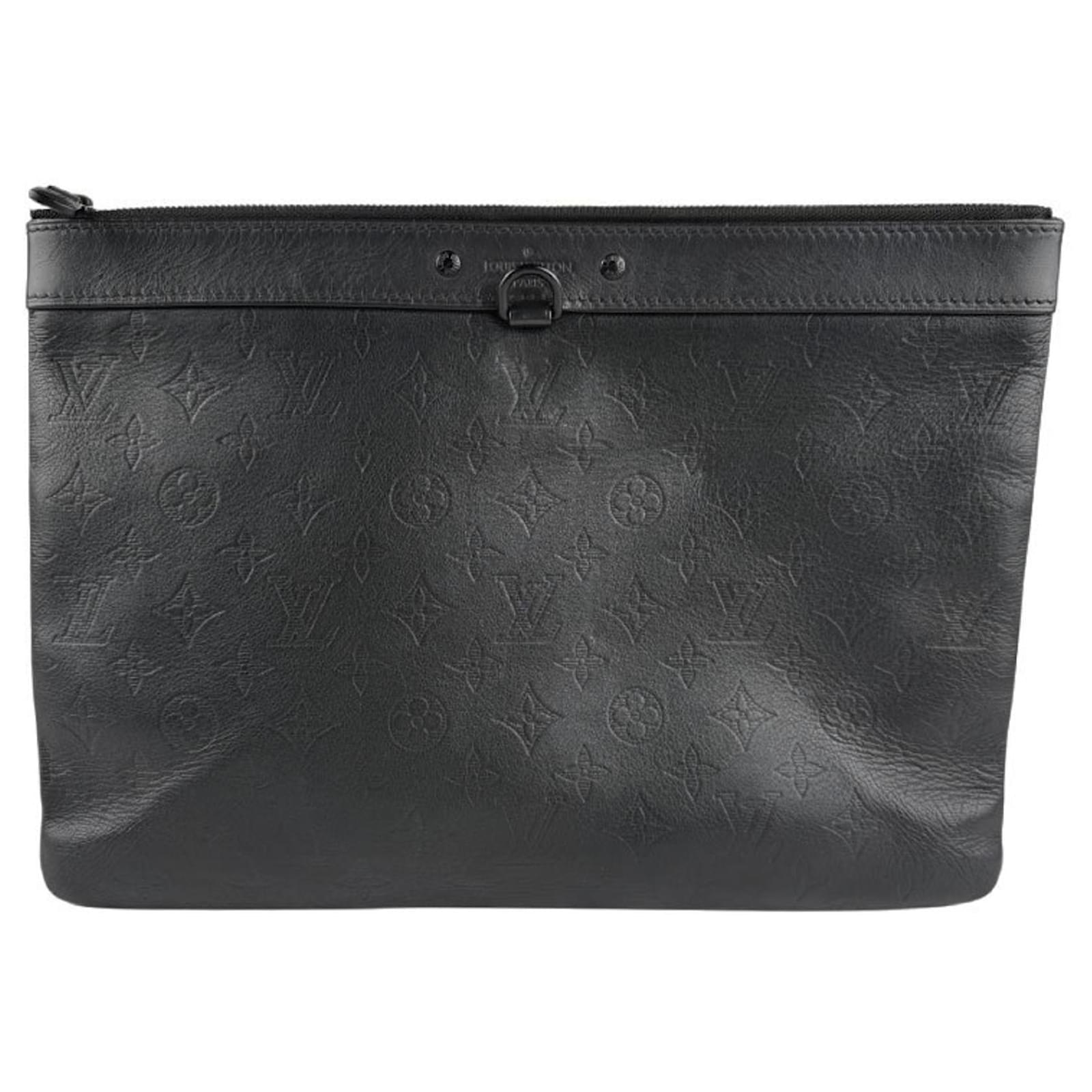 Louis Vuitton Monogram Shadow Clutch Bag Black Cloth  ref.2325136