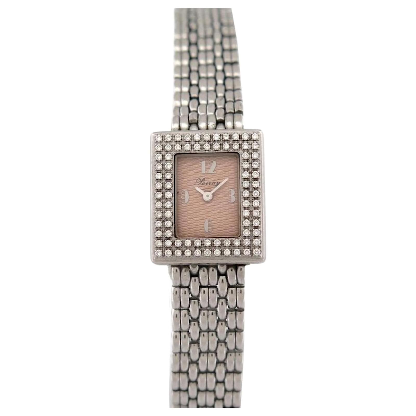 VINTAGE POIRAY WATCH SET WITH 80 DIAMONDS 21 MM CLASSIC QUARTZ STEEL WATCH Silvery  ref.2236042