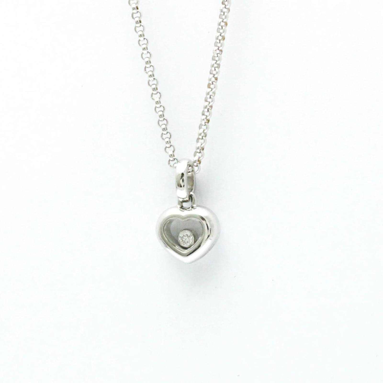 Chopard Happy Diamond Heart Pendant Necklace Silvery White gold  ref.1725448